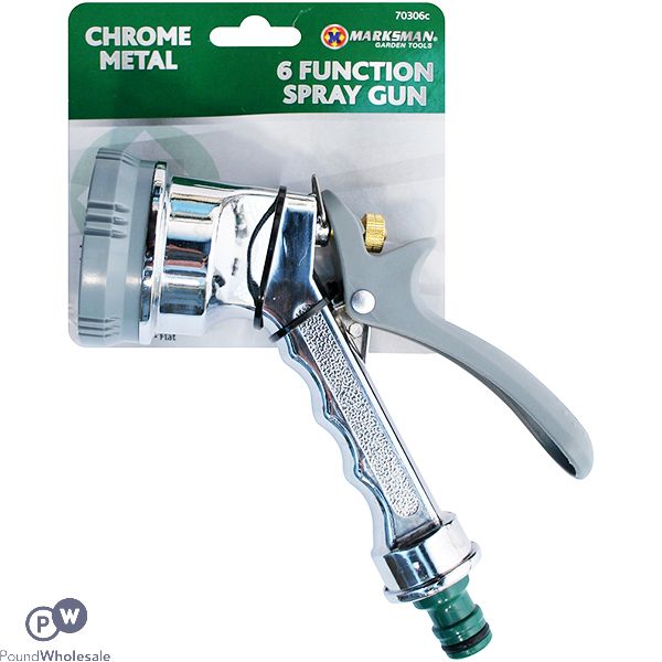 Marksman 6 Function Chrome Metal Garden Hose Spray Gun