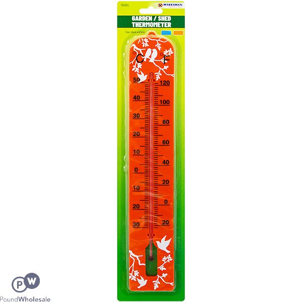 Marksman Wildlife Print Plastic Thermometer Large 40cm X 6.5cm Assorted Colours