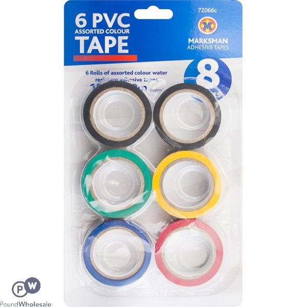 MARKSMAN PVC INSULATION TAPE ASSORTED COLOURS 6 PACK