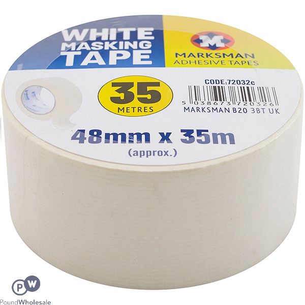 MARKSMAN WHITE MASKING TAPE 48MM X 35M