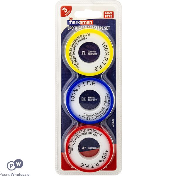 Marksman Assorted Ptfe Thread Seal Tape Set 5m X 10m 3pc