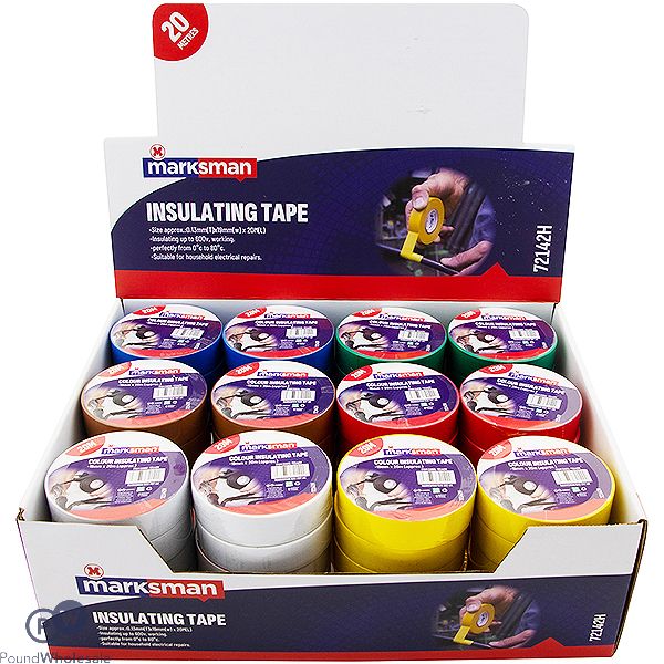 Marksman Insulating Tape 19mm X 20m Cdu Assorted Colours