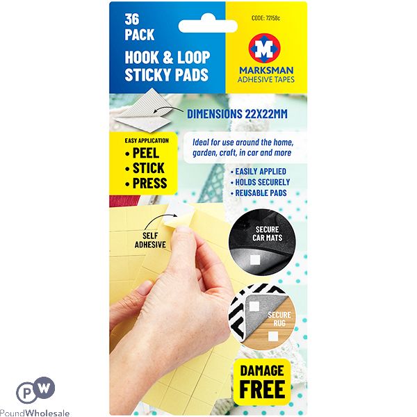 Marksman Hook & Loop Sticky Pads 22mm 36 Pack
