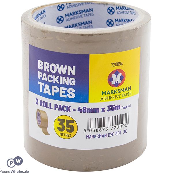 MARKSMAN BROWN PACKING TAPES 48MM X 35M 2 PACK