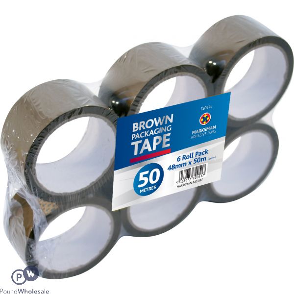 MARKSMAN BROWN PACKING TAPE 48MM X 50M 6 PACK