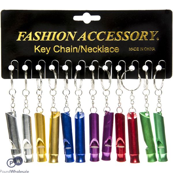 Fashion Key Chain Whistle Assorted Colours