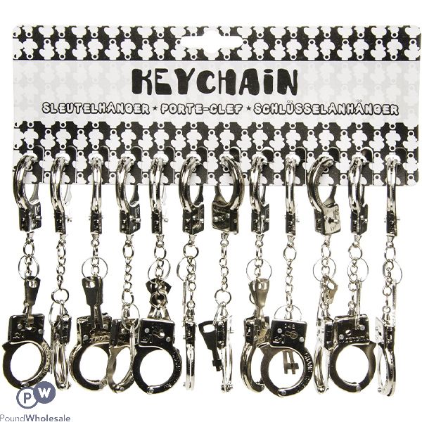 KEYCHAIN HANDCUFFS 12CM STRIP 12PC