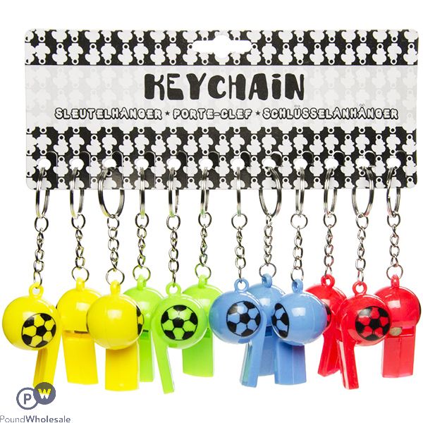 Football Key Ring Whistle Assorted Colours