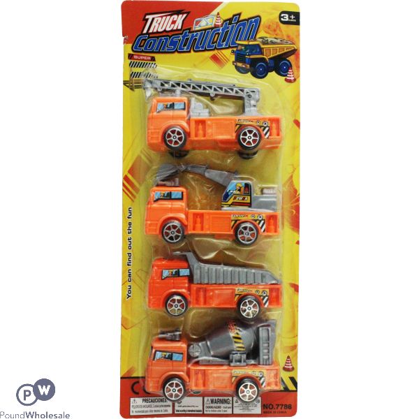 Pull Back Construction Assorted Trucks 9.5cm X 5.3cm
