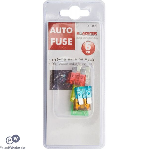 ROADSTER CAR FUSES ASSORTED 6 PIECE