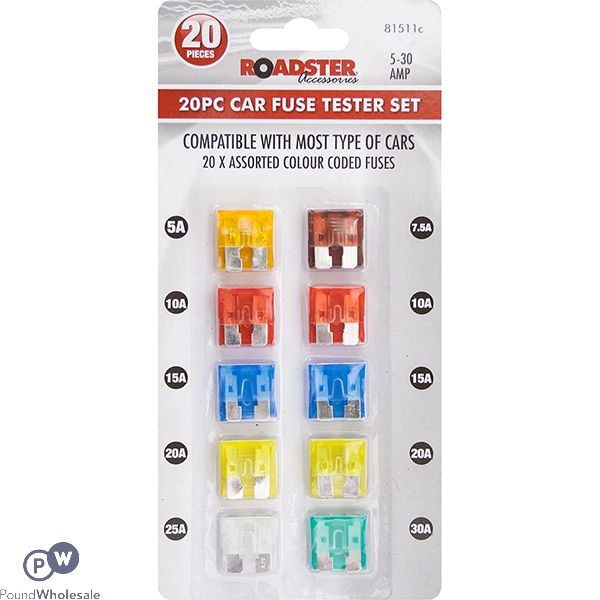 ROADSTER 5AMP-30AMP CAR FUSES ASSORTED 20PC