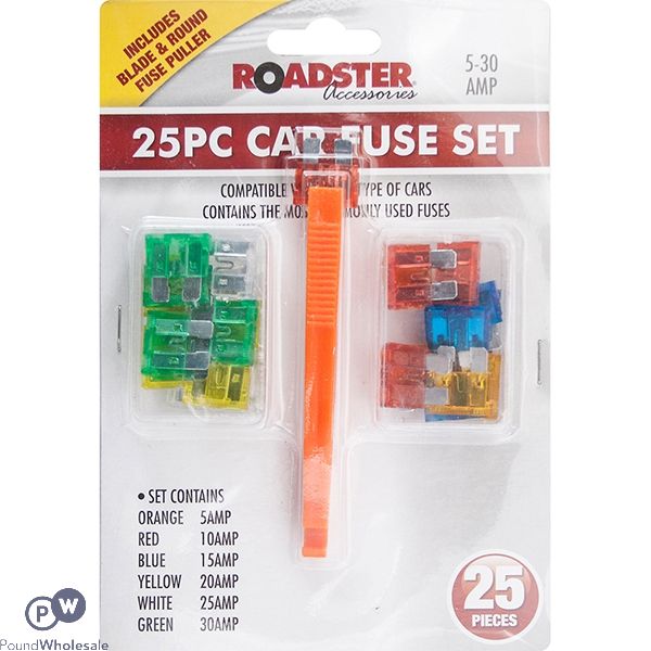 ROADSTER 5AMP-30AMP CAR FUSE SET 25PC