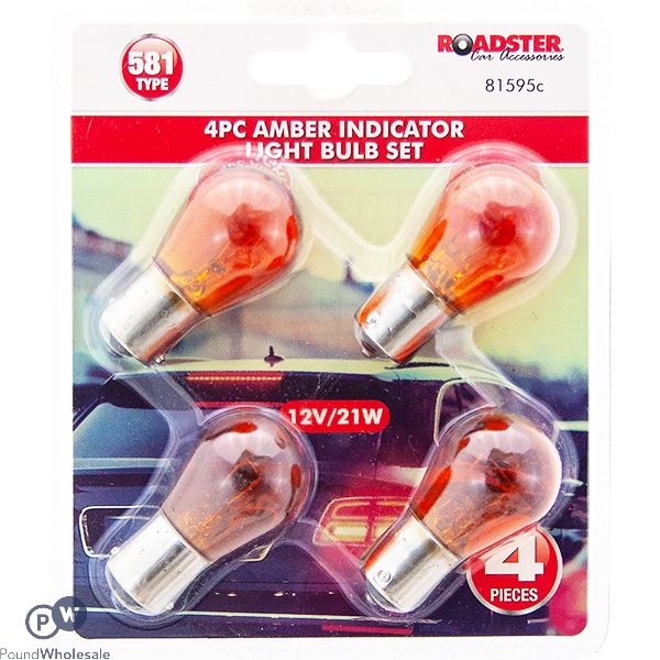 Roadster 12V/21W 581 Type Amber Indicator Car Light Bulb Set 4pc