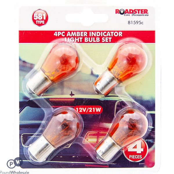 Roadster 12v/21w 581 Type Amber Indicator Car Light Bulb Set 4pc