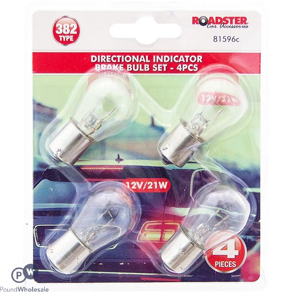 Roadster 12V/21W 382 Type Directional Indicator Brake Car Light Bulb Set 4pc