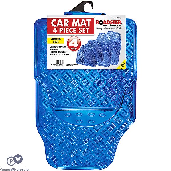 Roadster Aluminium Blue Car Mat Set 4pc