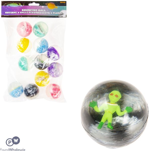 Space Alien Assorted Bouncy Ball 12 Pack