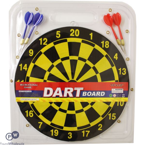 Dart Board With 4 Darts 12" X 1/2"