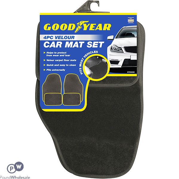 Goodyear Velour Car Mat Set 4pc