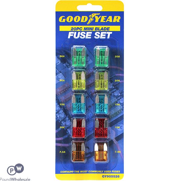 GOODYEAR MINI BLADE CAR FUSE SET 20PC