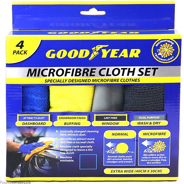 Goodyear Microfibre Car Cloth Set 4 Pack