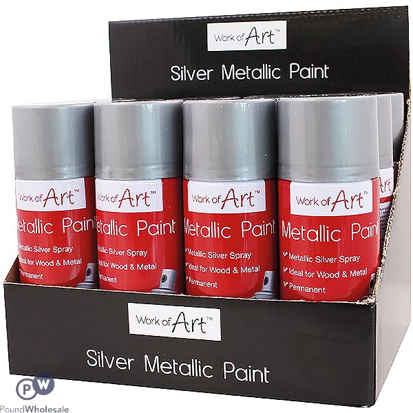 Work Of Art Silver Metallic Spray Paint 110ml CDU