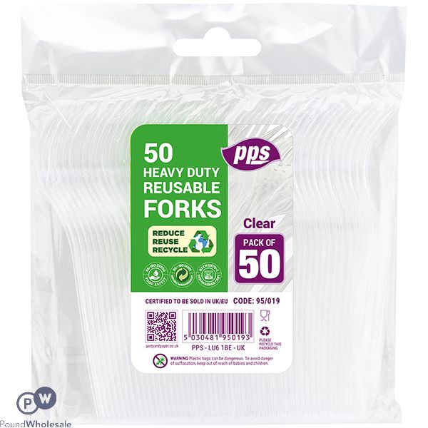 Pps Heavy Duty Reusable Clear Plastic Forks 50 Pack