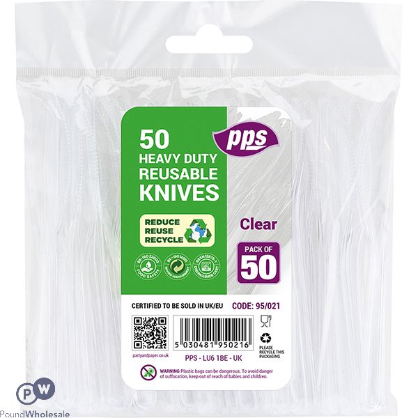 Pps Heavy Duty Reusable Clear Plastic Knives 50 Pack