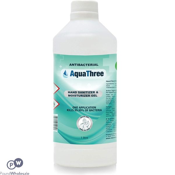 Aquathree 70% Alcohol Antibacterial Hand Sanitiser Gel 1l