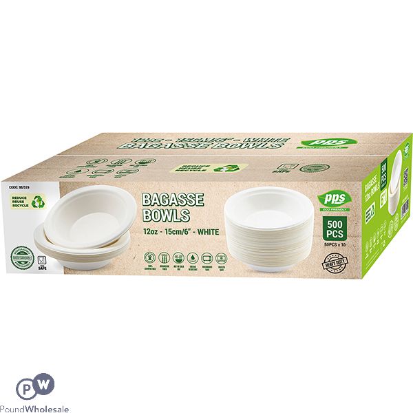 Pps 16cm Biodegradable Bagasse Food Bowl 12oz 50 Pack
