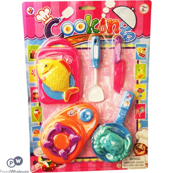 Childrens Kitchen Cooking Set With Utensils And Fish (approx 35cm X 25cm)