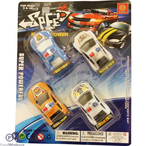 Super Speed 4pc Police Car Set (approx 25.5cm X 20.5cm)