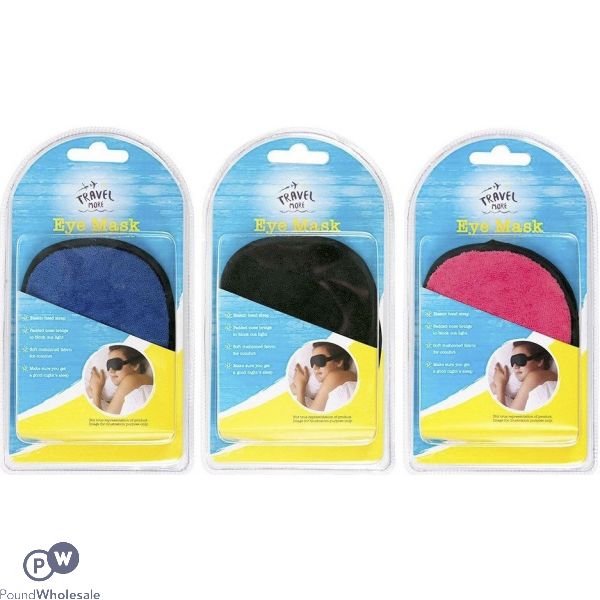 Towelling Travel Eye Mask Assorted Colours