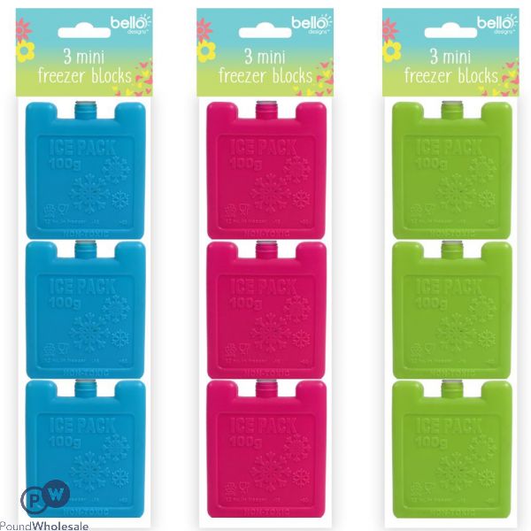 Bello Mini Freezer Blocks Assorted Colours 3 Packs