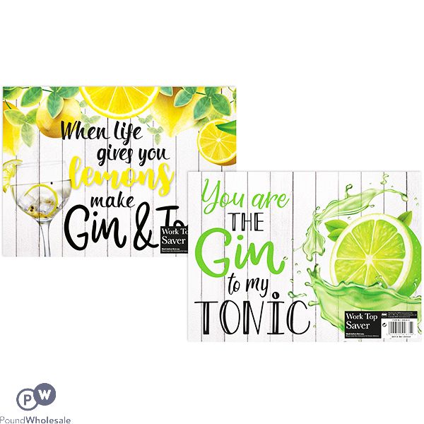 GLASS GIN & TONIC WORKTOP SAVER 2 ASSORTED 25CM X 18CM