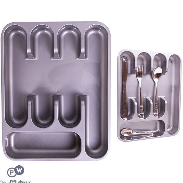 Plastic Silver Cutlery Tray 34 X 26.5 X 5cm