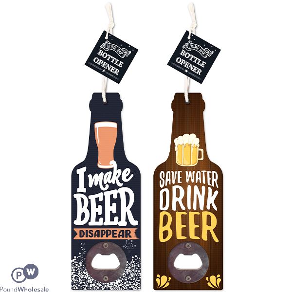 WOODEN BEER BOTTLE OPENER 2 ASSORTED DESIGNS