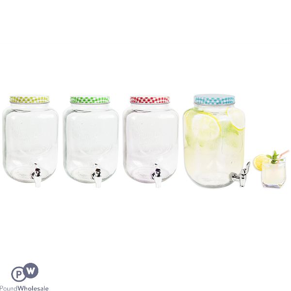 BELLO GLASS DRINKS DISPENSER 8L ASSORTED COLOURS