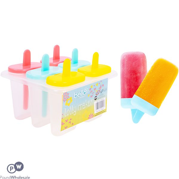 BELLO ASSORTED COLOUR 6-SECTION ICE LOLLY MAKER