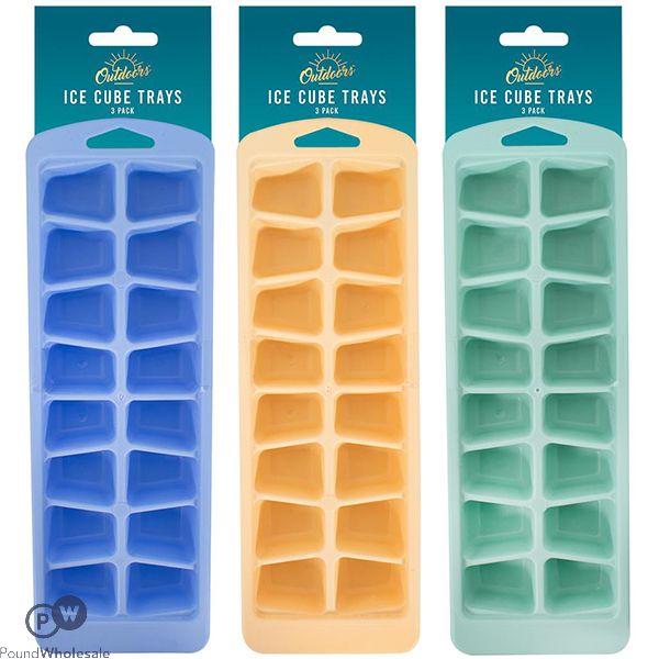 Bello Assorted Colour 16 Section Ice Cube Trays 3 Pack