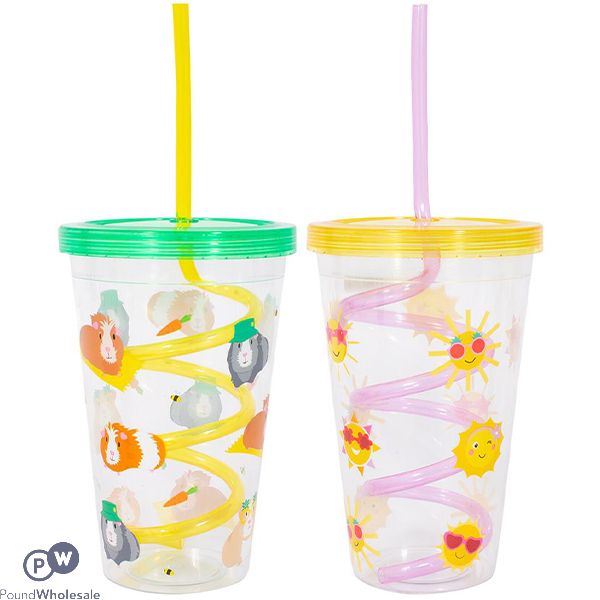 Bello Crazy Straw Party Tumblers 650ml Assorted