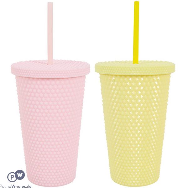 Bello Double Wall Tumbler With Straw 500ml Assorted Colours