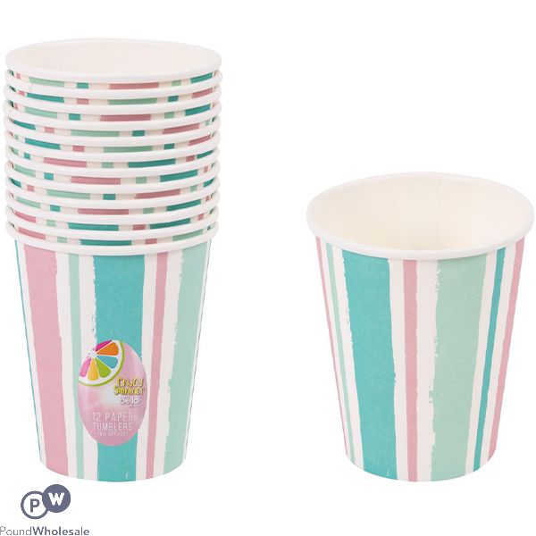 Bello Stripe Paper Tumbler 8oz 12 Pack