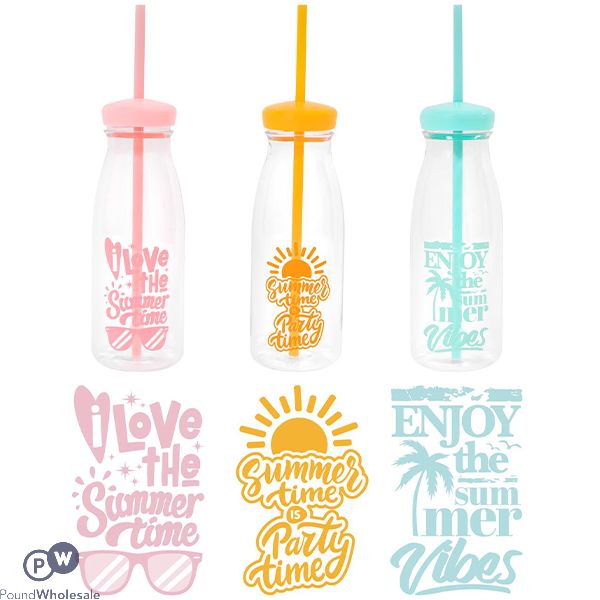 Bello Plastic Summer Bottles With Straw 525ml Assorted