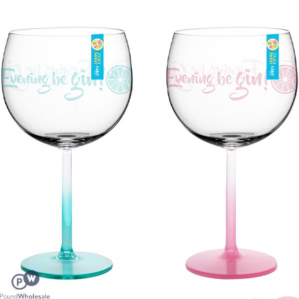 Bello Plastic Printed Gin Glass 600ml Assorted Colours