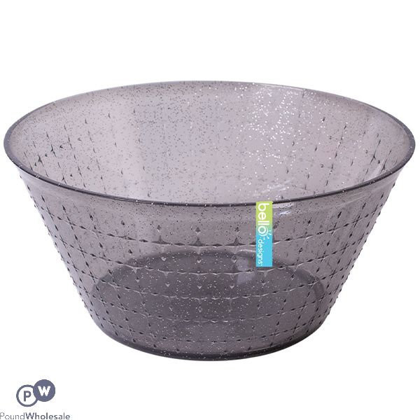 Bello Plastic Grey Glitter Salad Bowl 25cm