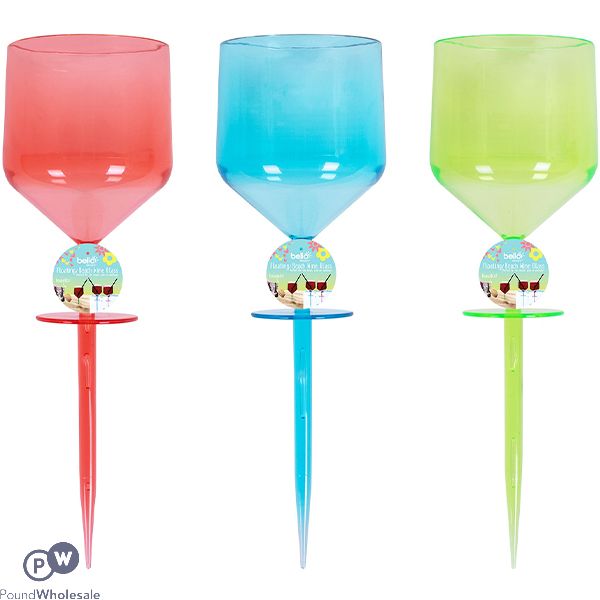 Bello Plastic Floating Beach Outdoor Wine Glass 8oz Assorted Colours