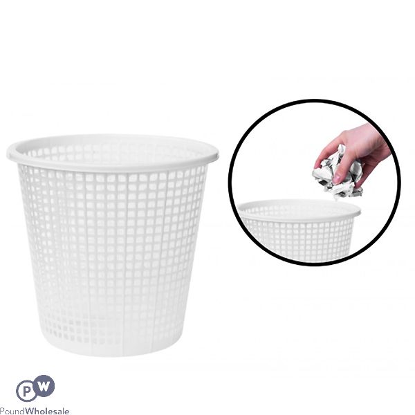 MESH PLASTIC WASTE BIN WHITE