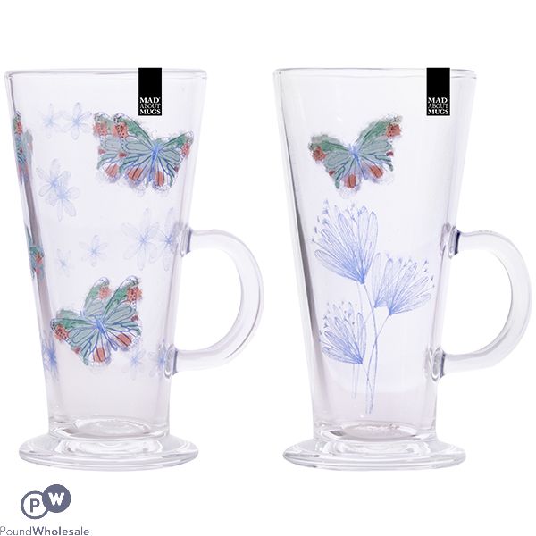 Mad About Mugs Printed Glass Latte Mug 300ml Assorted