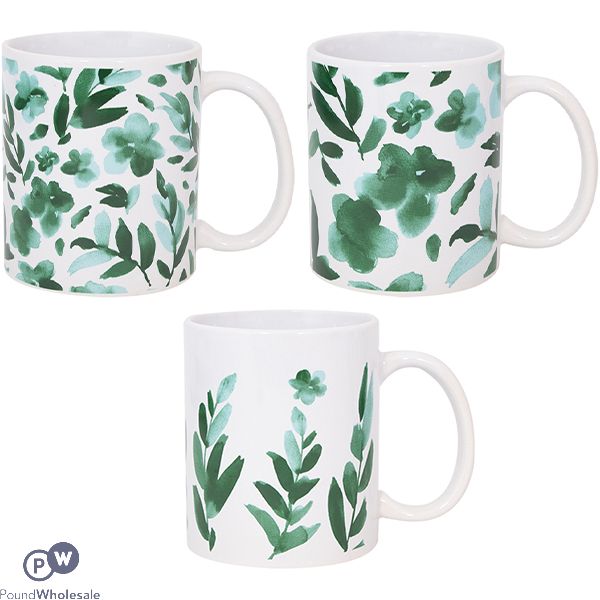 Mad About Mugs Green Foliage Abstract Print Mug 11oz Assorted